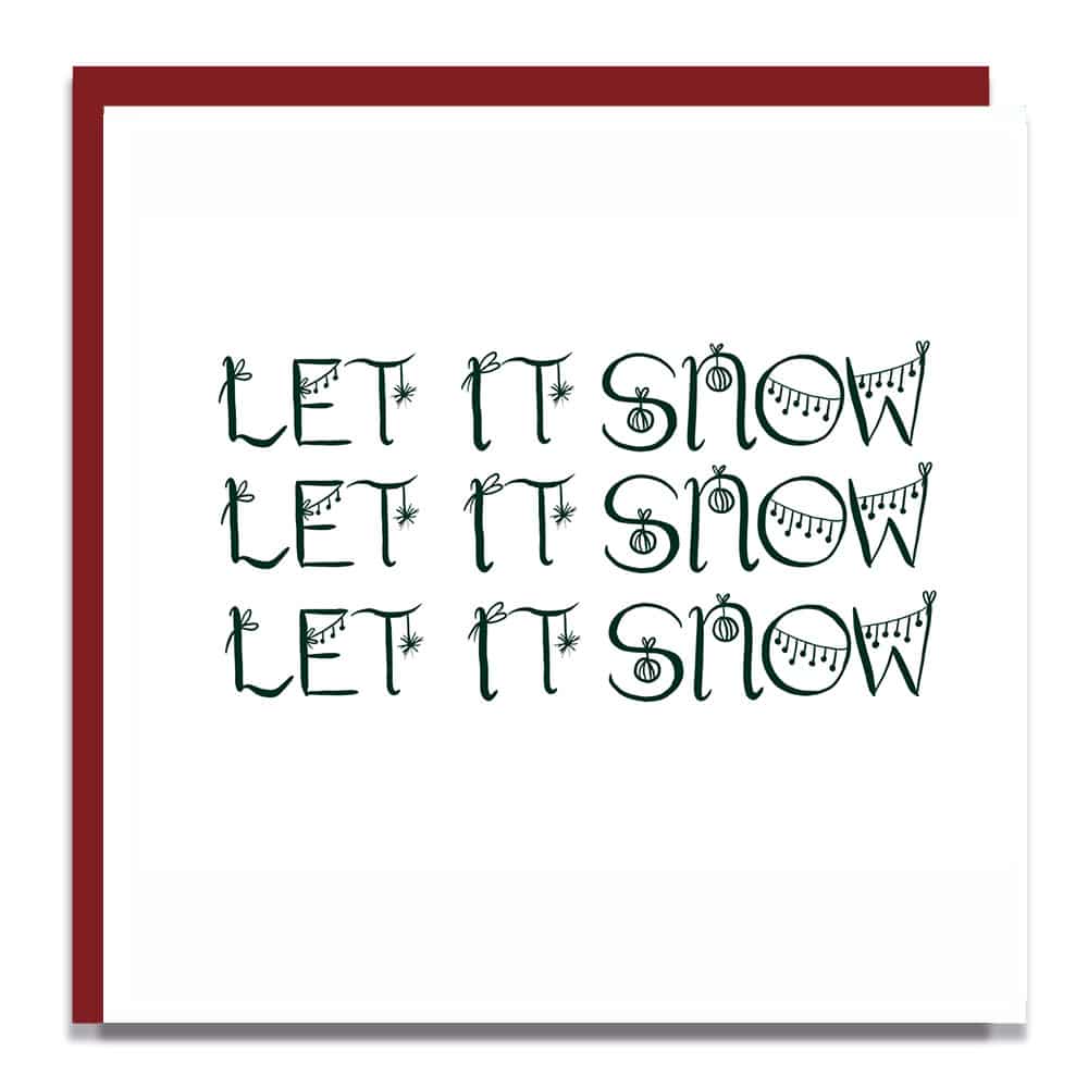 Christmas Card Luxury Designer Personalised Message Sustainable Environmentally Friendly paper from an FSC-certified supplier Plastic Free - Let it snow, let it snow, let it snow