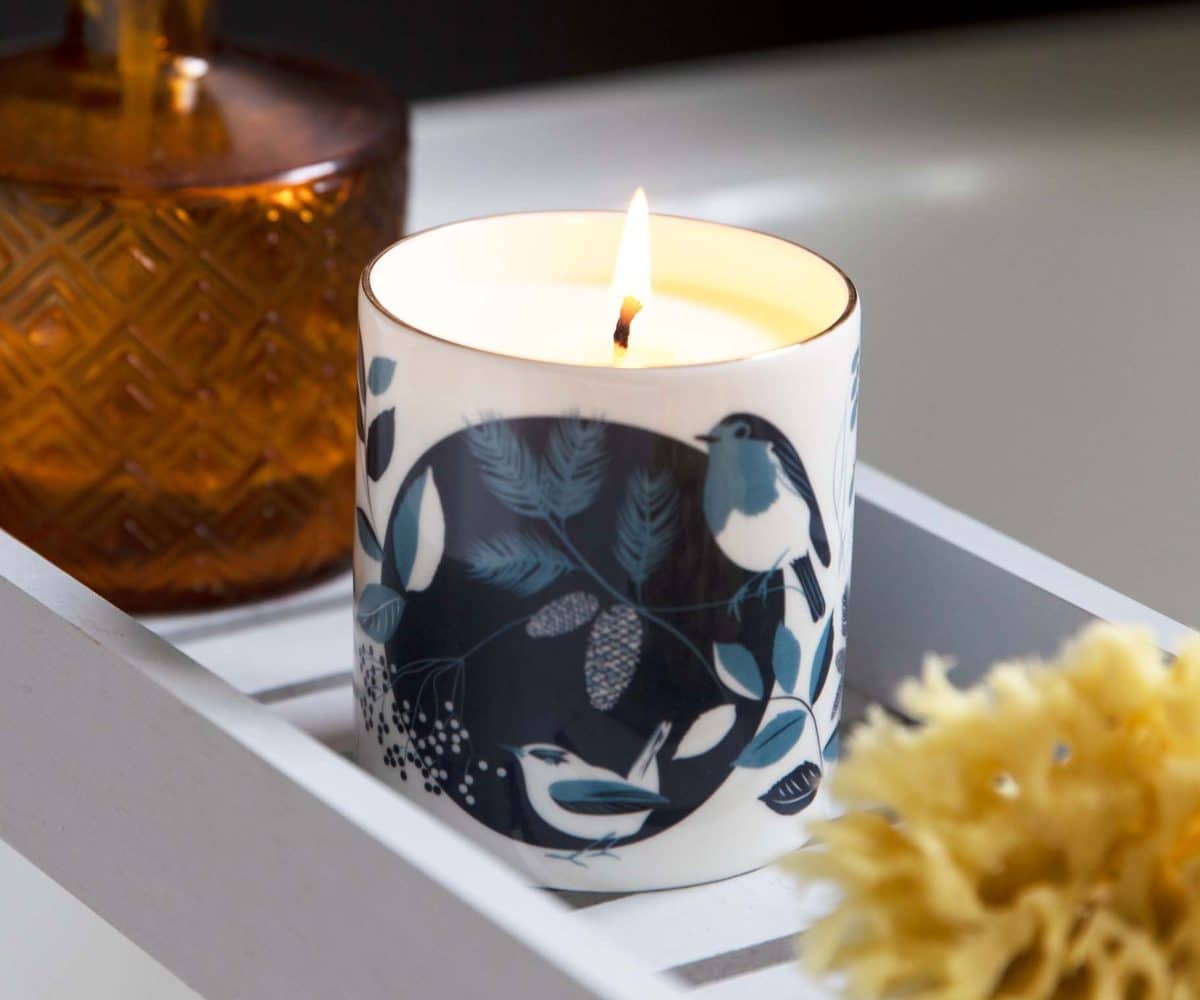 Luxury Ceramic Scented Candle Gifts Handmade UK Luxury Candles Reusable British Wilflowers English Yellow Bee Buttercup Designer Floral Butterfly Flowers Vegan Coconut Wax Lorna Syson
