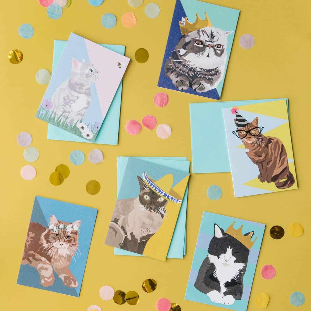 luxury cat greeting card, cat greeting card set, cat notlets, cat set, cat notelet sets, british shorthair cat, siamese cat, Persian cat, tabby cat, maine coon cat, eco-friendly, FSC, luxury designer