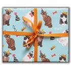 wrapping paper, luxury wrapping paper, gift wrap, plastic free, paper from an FSC-certified supplier, enviromentally friendly, sustainable, birthday paper, birthday wrapping paper. gifts, cat