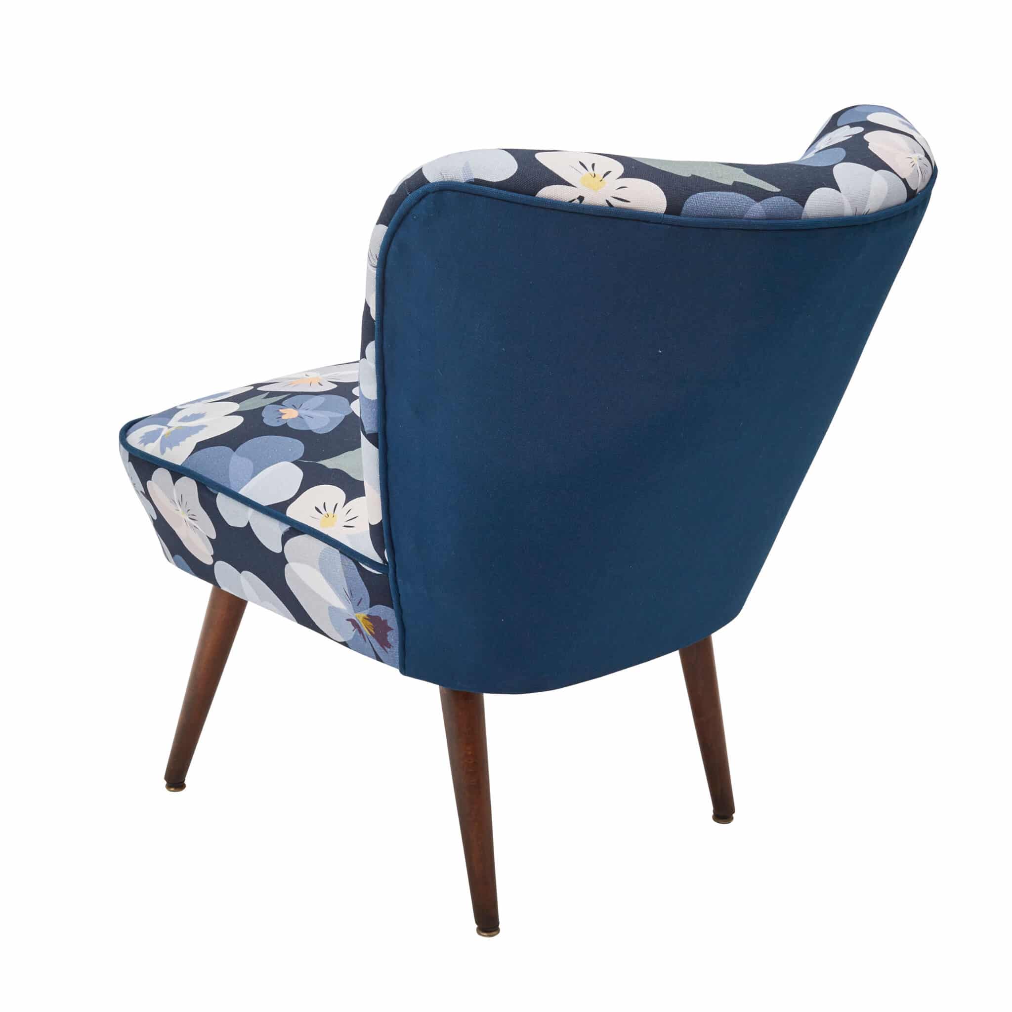 Blue floral fabric for upholstery - Pansy Flower - Lorna Syson