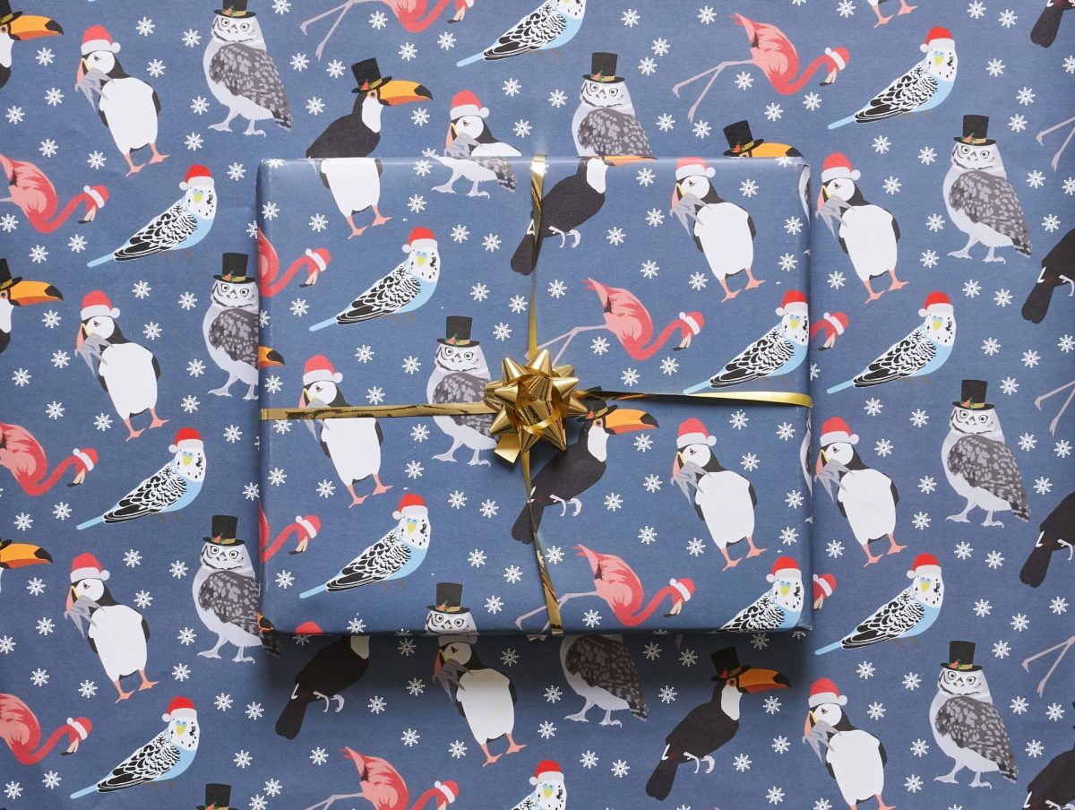wrapping paper, luxury wrapping paper, gift wrap, plastic free, paper from an FSC-certified supplier, enviromentally friendly, sustainable, birthday paper, birthday wrapping paper. gifts, christmas wrap, wrapping paper, christmas, merry christmaschristmas bird gift wrap - christmas stationery - lorna syson - tropical bird watching