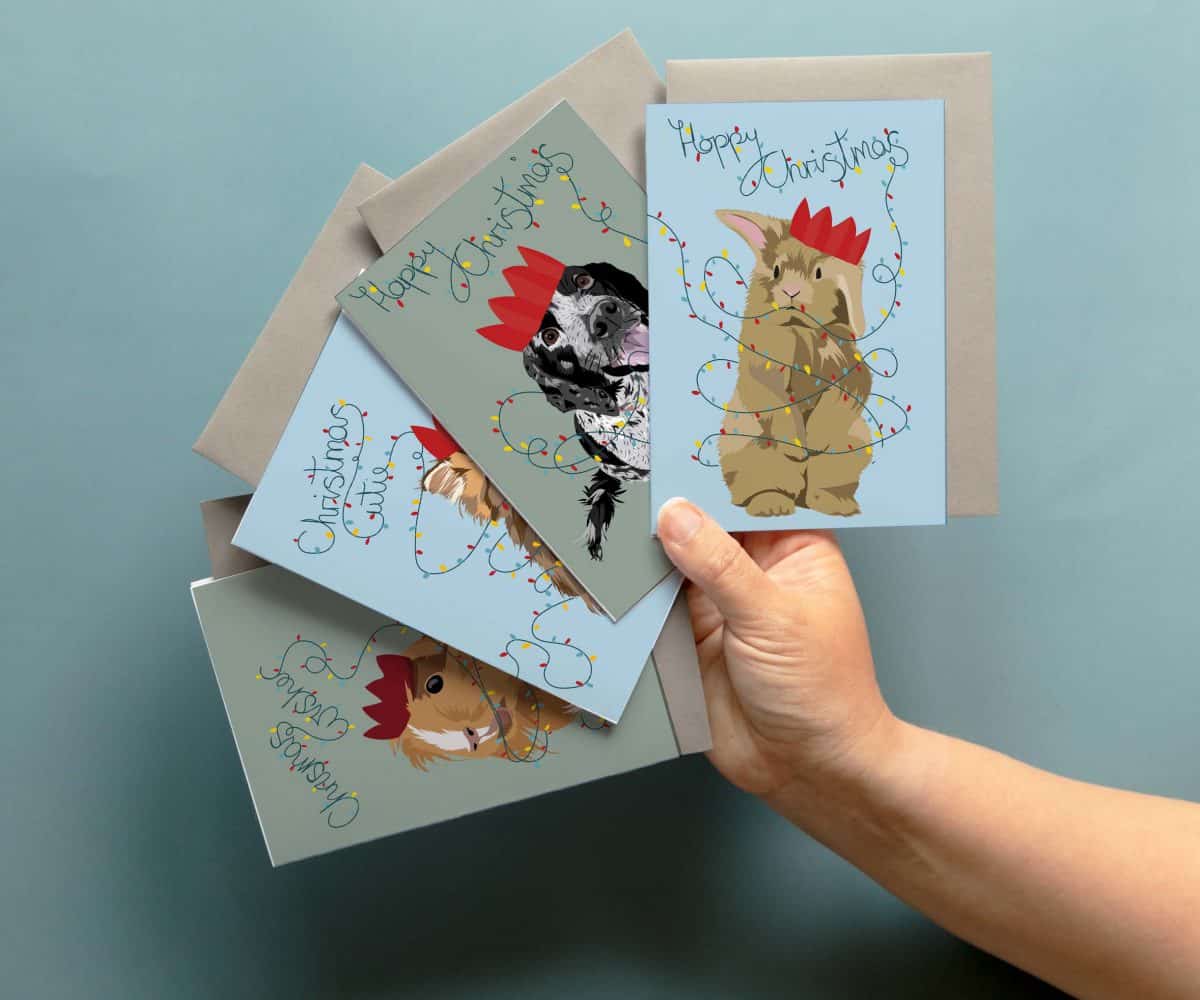 Christmas Wishes Guinea Pig Card with Christmas Lights