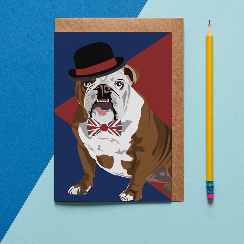 Old English Company Sympathy Card - British Bulldog Design Blank Greeting Card