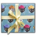 wrapping paper, luxury wrapping paper, gift wrap, plastic free, paper from an FSC-certified supplier, enviromentally friendly, sustainable, birthday paper, birthday wrapping paper. gifts, frida kahlo cat