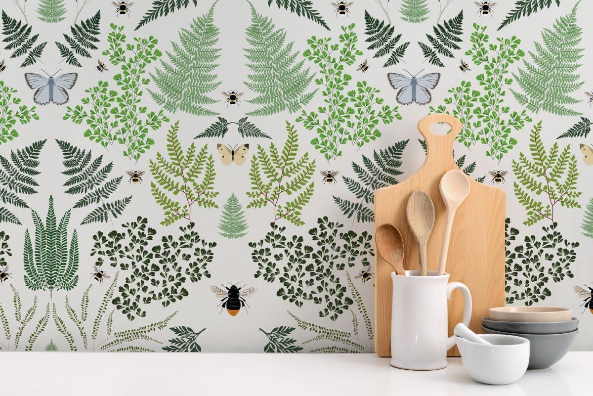 british wallpaper, ferns wallpaper, designer wallpaper, british designer wallpaper, green wallpaper, luxury wallpaper, fern design, leaf wallpaper, foliage wallpaper Lorna Syson