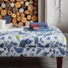 Blue Tit Upholstered Footstool - Reupholstery and upcycling - Blue Tit Bird