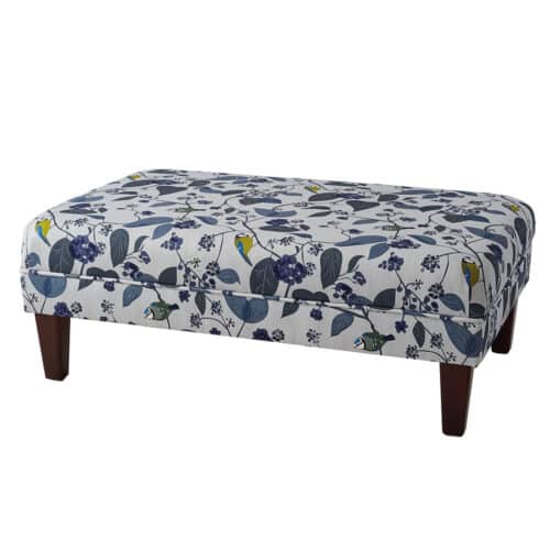 Blue Tit Upholstered Footstool - Reupholstery and upcycling - Blue Tit Bird