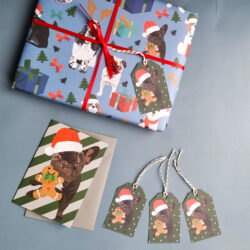 luxury Christmas Gift tags - a set of five gift tags with best selling french bulldog design by award winning British designer Lorna Syson