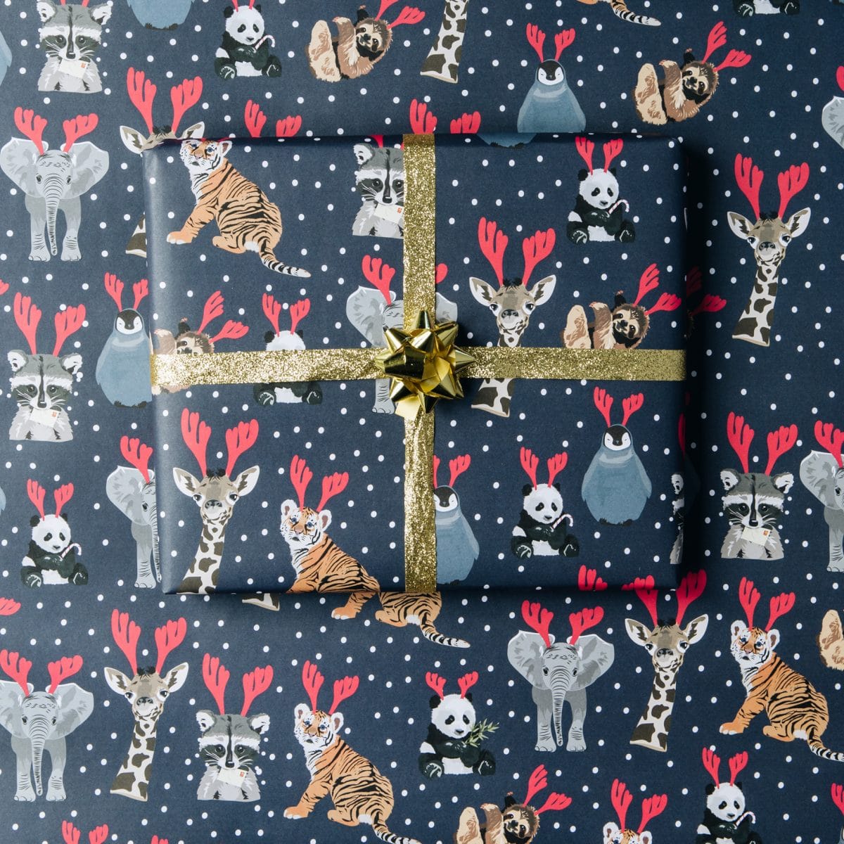 Go wild Christmas wrapping paper, panda, giraffe and penguin luxury gift wrap, wrapping paper, christmas paper, christmas wrapping paper