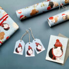 luxury Christmas Gift tags - a set of five gift tags with best selling GUINEA PIG design by award winning British designer Lorna Syson, New Products, Christmas Stockings, Wash Bags and Gift Tags