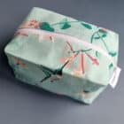 hummingbird and honeysuckle design, great tit design, make up bag, toiletries bag, cosmetic bag, wash bag, made in the UK, 100% cotton, bird make up bag