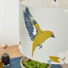 Greenfinch bird lampshade, hand rolled, small bird, floral