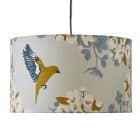 Greenfinch bird lampshade, hand rolled, small bird, floral
