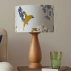 Greenfinch bird lampshade, hand rolled, small bird, floral