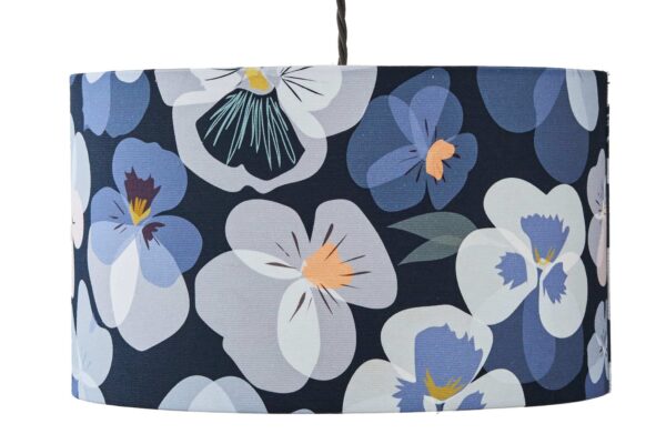 floral lampshade - pansy design - blue and pink hues - lorna syson homeware