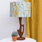 Bee Lampshade, Floral, Blue, Light Blue lampshade, Yellow flowers