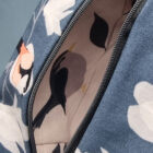 long tailed tit bird, magnolia branches make up bag, toiletries bag, cosmetic bag, wash bag, made in the UK, 100% cotton, bird make up bag