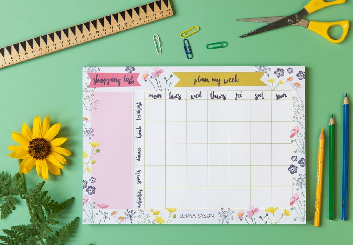 meadow weekly planner undated calander planner evergreen planner meal planner food planner