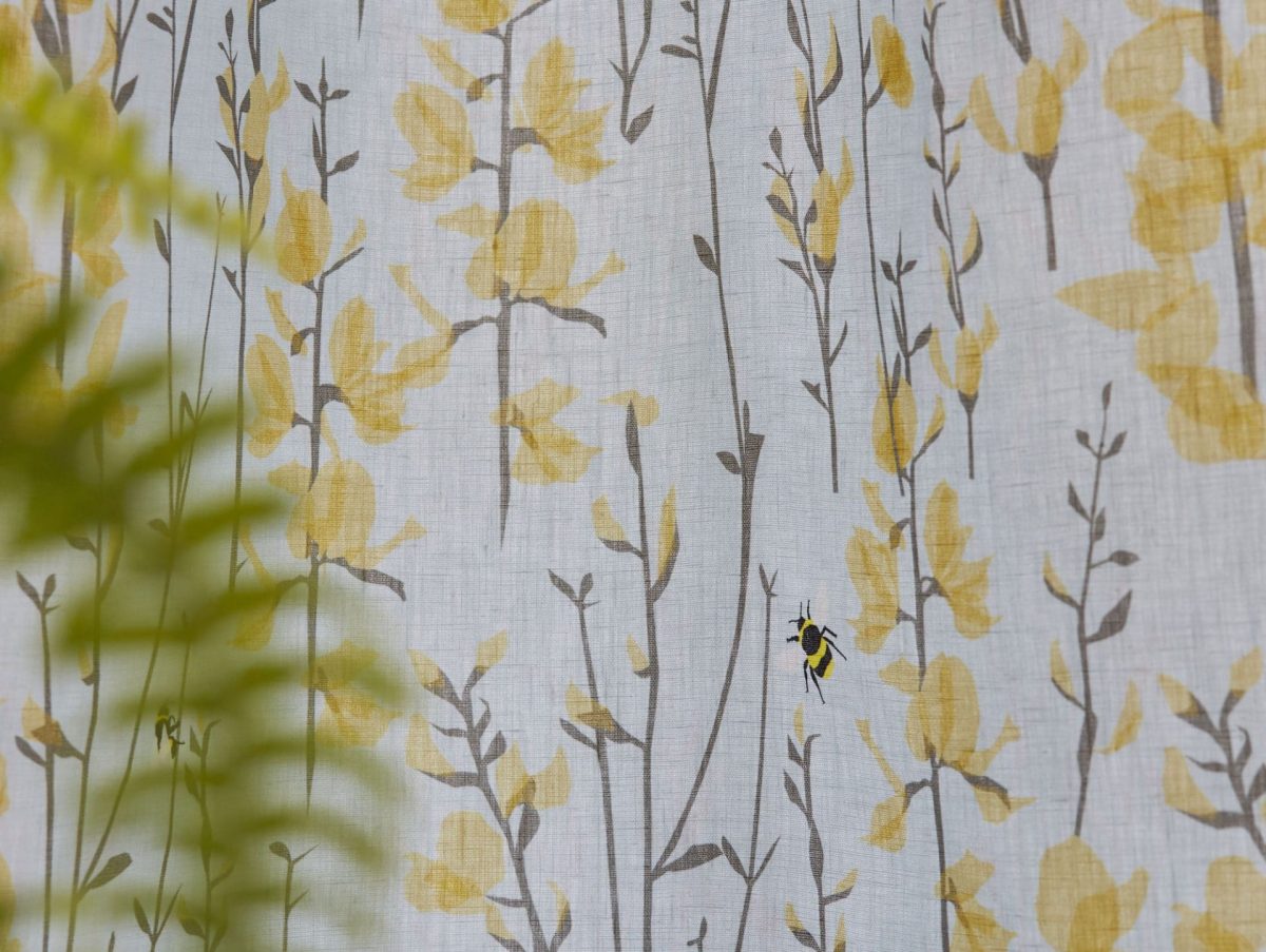 Blue bee curtains and blinds - Bee upholstery fabric