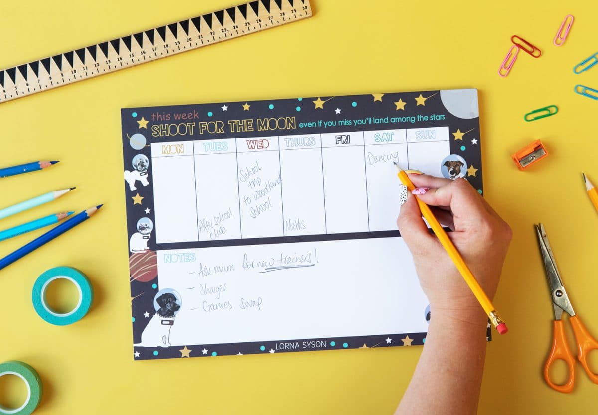 weekly planner space planner space calander evergreen planner space calender desk planner kids planner