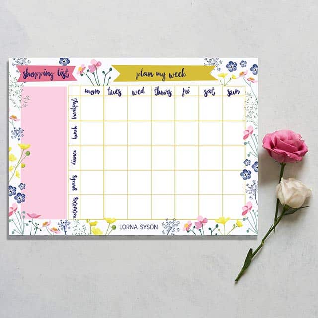 meadow design weekly planner designed by Lorna Syson