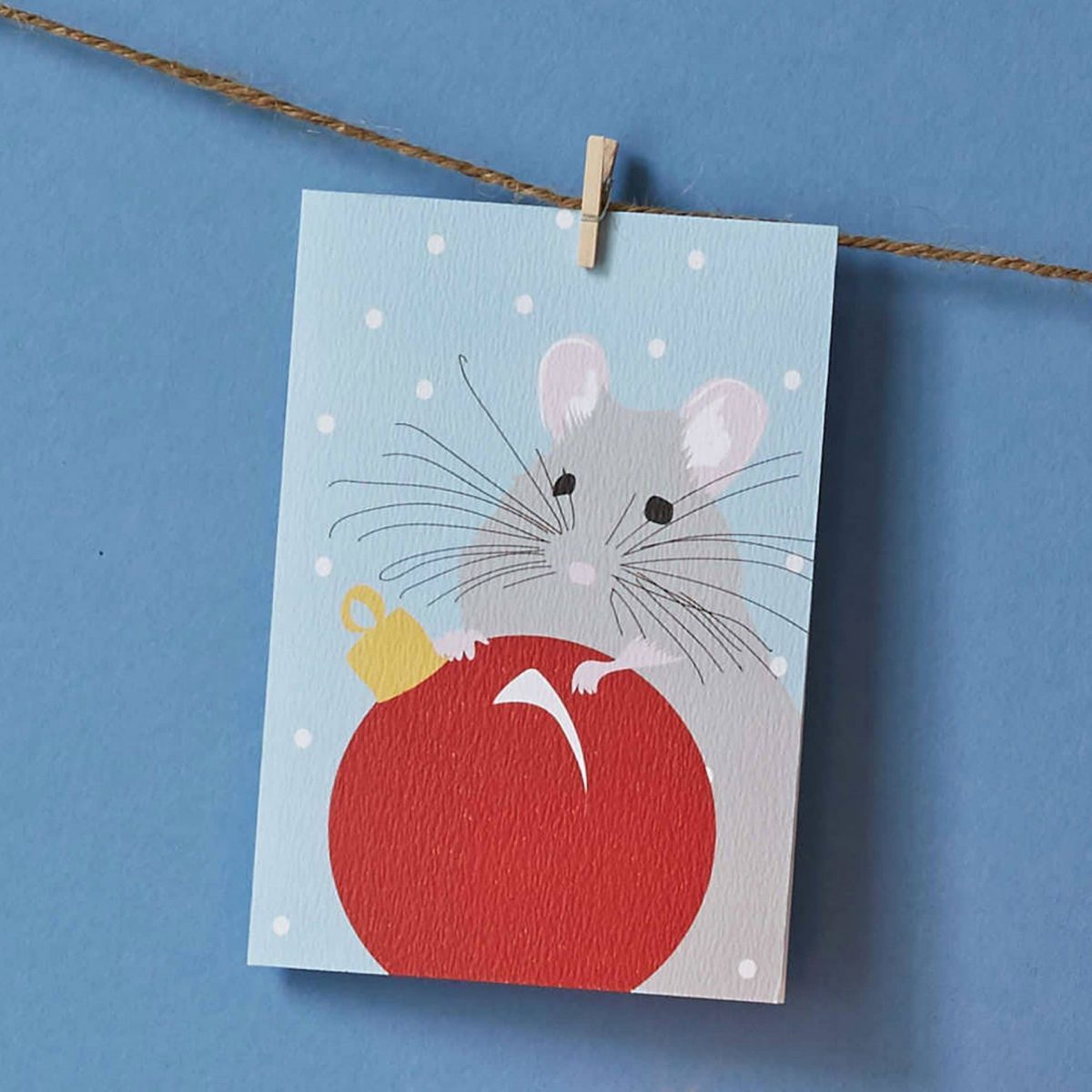 Christmas Card Luxury Designer Personalised Message Sustainable Environmentally Friendly paper from an FSC-certified supplier Plastic Free - Christmas mouse by Lorna Syson