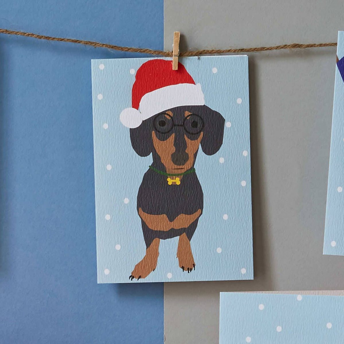 Christmas Card Luxury Designer Personalised Message Sustainable Environmentally Friendly paper from an FSC-certified supplier Plastic Free - Christmas sausage dog card